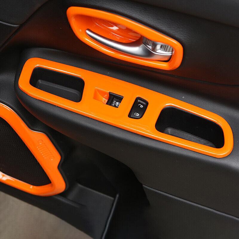 For Jeep Renegade 15-2023 Glossy Orange Window Lift Lock Switch Panel Trim 4pc