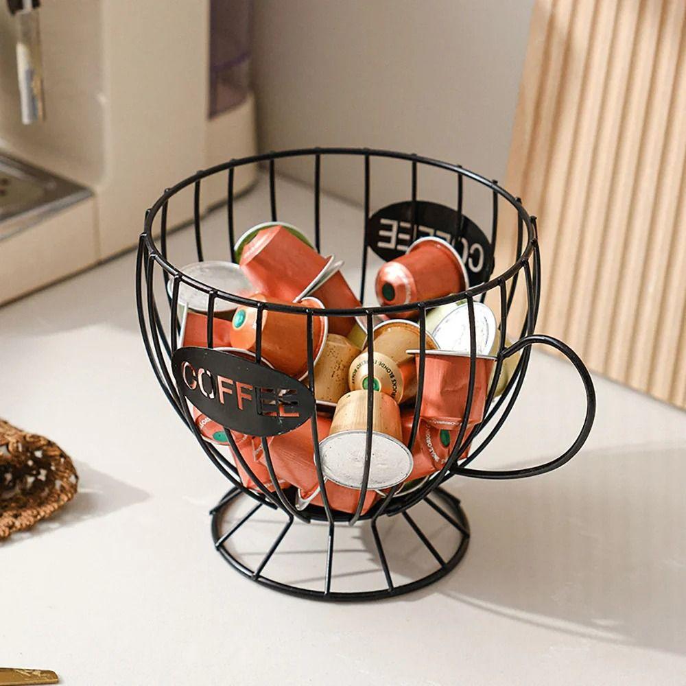 Metal Wire Coffee Capsule Holder Large Capacity Fruit Snack Storage Rack K Cup Organizer  Bar
