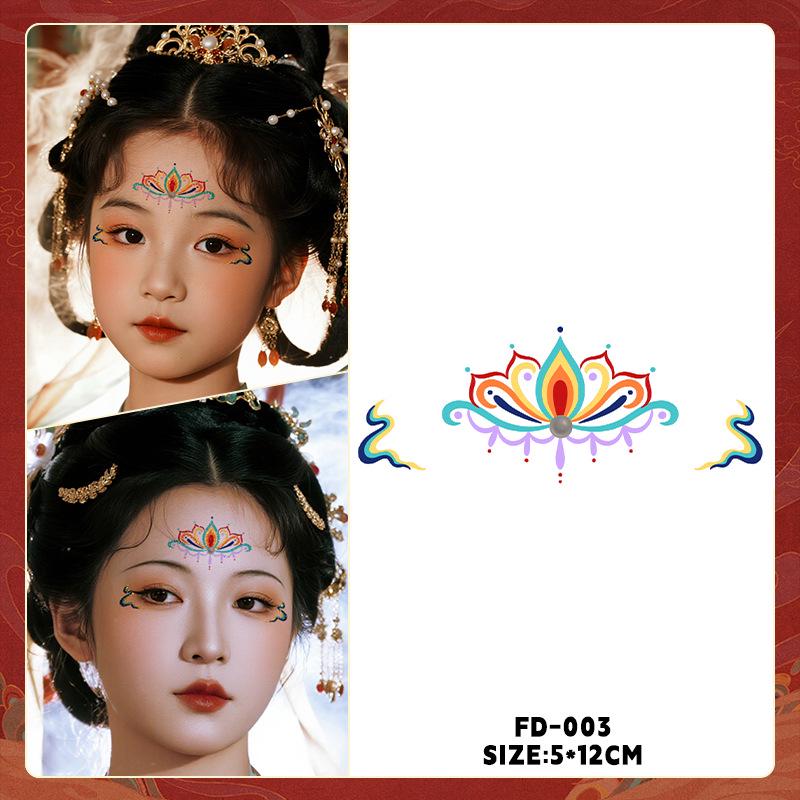 Ancient Style Dunhuang Glitter Face and Forehead Tattoo Stickers for Hanfu Costumes