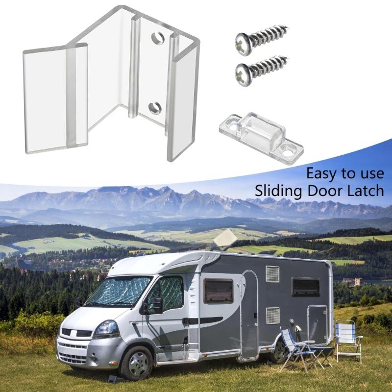 Clear Sliding Mirror Door Latches Easy to Use Sliding Mirrored Travel Door Latches Travel Trailer Door Security for Home