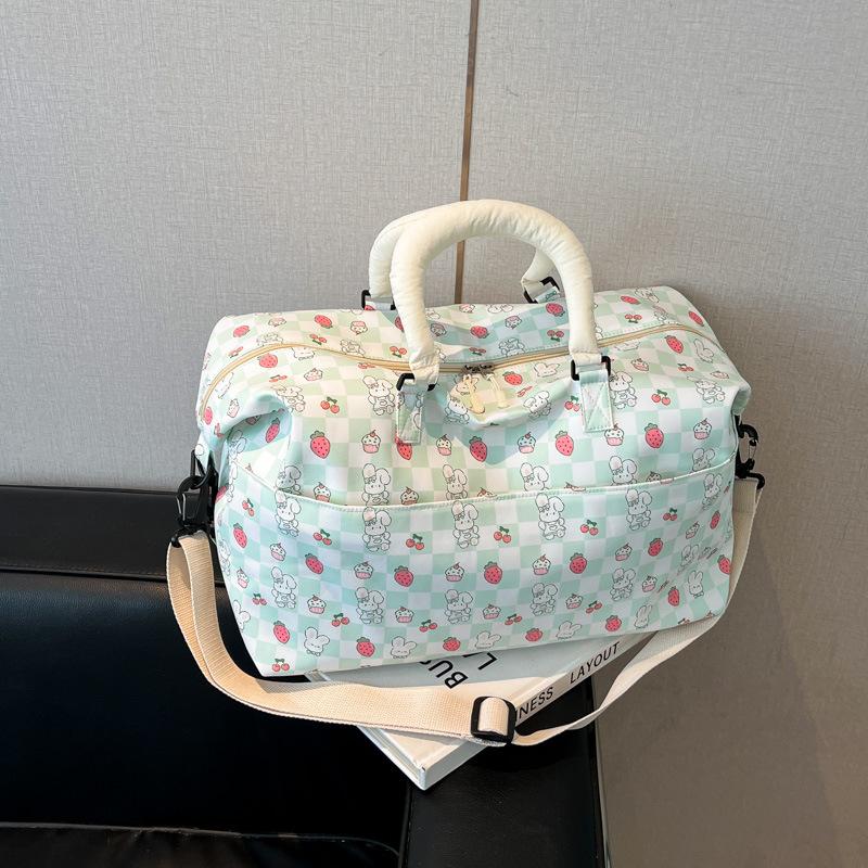 Cute Printed Large-capacity Travel Bag Can Be Set with Tie Rod Short-distance Duffel Bag, Student Accommodation Boarding Sports Fitness Bag