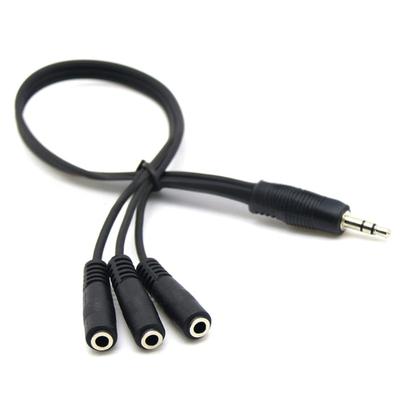 3.5mm Male To Three Female Stereo Cord Extension Cable Microphones Wire Line for Smartphones and Tablets