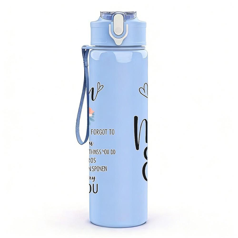 1PC Mom Best Ever Text Quote Print 750ml Color Plastic Sports Water Bottle Leakproof Flip Straw Lid Suitable for Sports Office Home Use
