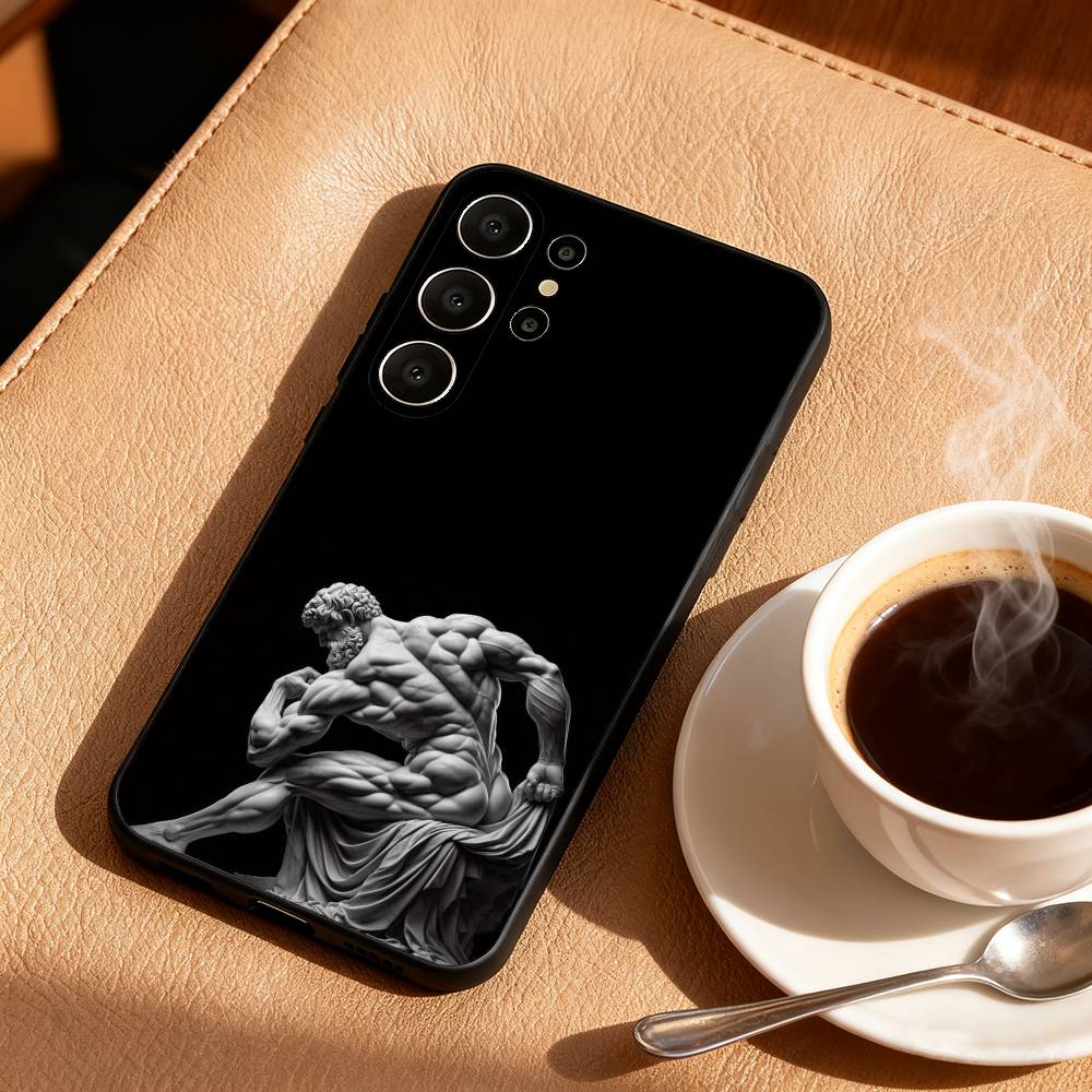 Greek Mythology Statue Fitness GYM Phone Case For Samsung S26,S25,S24,S21,S22,S23,S30,Ultra,S20,FE,Lite,10,9,Black Cover