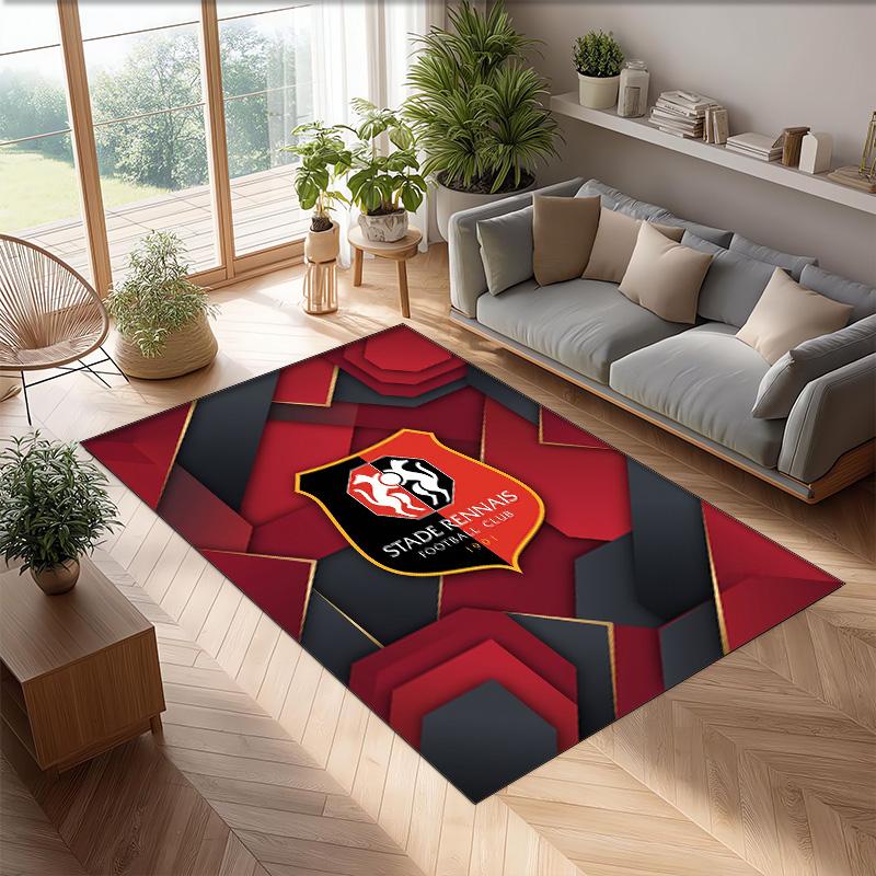 Stade Rennais FC Soccer Football Pattern Soft Area Rug Non Slip Indoor Floor Carpet Sports Decor Mat for Bedroom