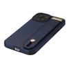 For iPhone 13 Case Kickstand Wrist Strap Textured PU Leather+TPU Phone Cover