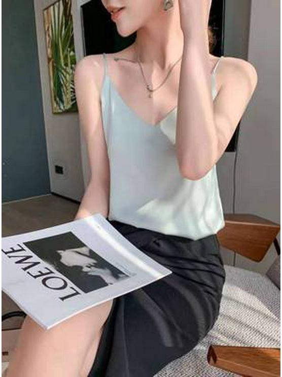 Plus Size Satin Acetate Silk Camisole for Women - Versatile Base Layer or Outerwear