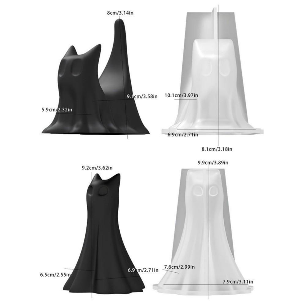 DIY Halloween Ghost Cat Mold Multi-purpose Easy Release Candle Ice Cube Chocolate Mold Silicone Heat-resistant