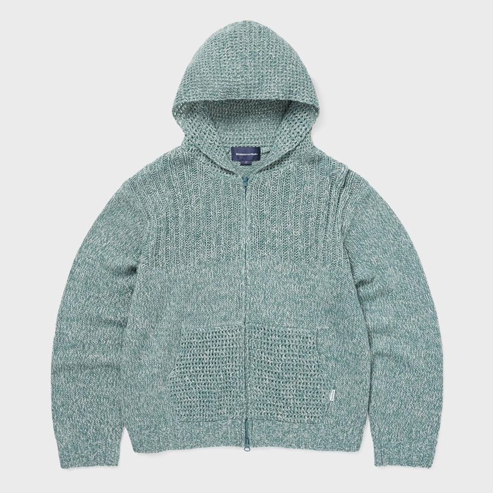 ThIs Is Never That Crochet Knit Zip Up Hoodie Light Blue S