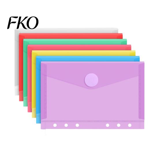 Project Document Organizer Plastic File Folder with Label Pocket, Hook And Loop Closure Clear Curved Flip Cover Poly Envelope Folder, A4/A5/A6