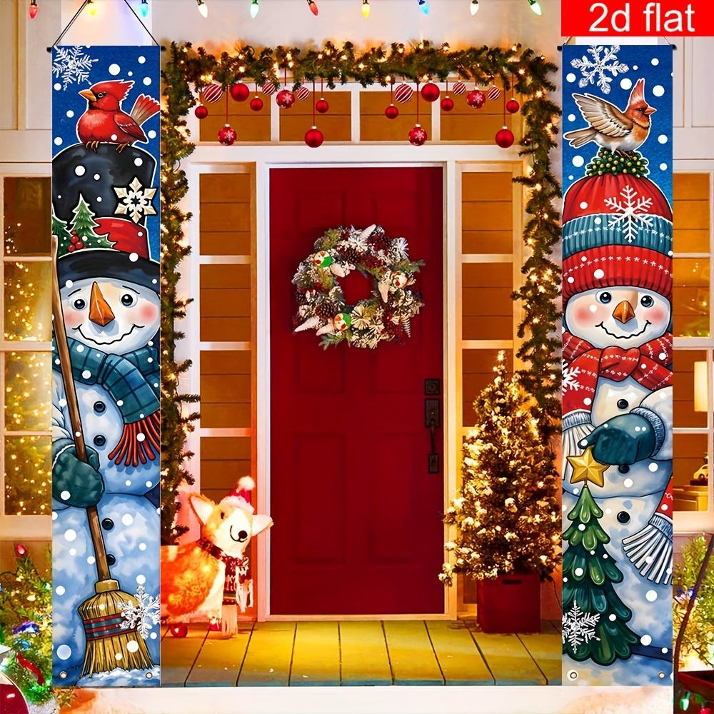 Merry Christmas Couplet Banner Snowman 1 Pair Polyester Indoor Outdoor Decor