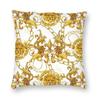 Golden Lion Damask Ornament Pillowcase Printed Cushion Cover Decoration Baroque Throw Pillow Case Cover Home Square 40X40Cm