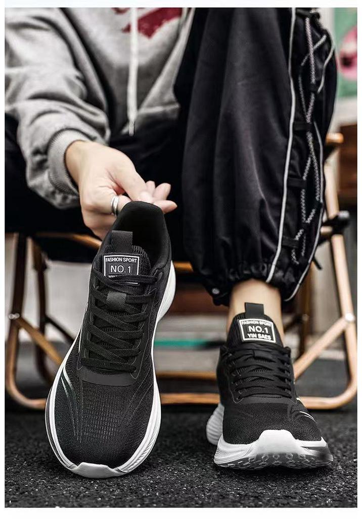 Men's Ultra-Light Breathable Running Shoes - Ice Silk Mesh, Shock Absorbing EVA, Lace-Up Summer Sports Sneakers