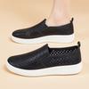 Hollow-out Women's Shoes, Breathable Perforated Thick-sole White Sneakers, Slip-on Lazy Soft-sole Casual Single Shoes.