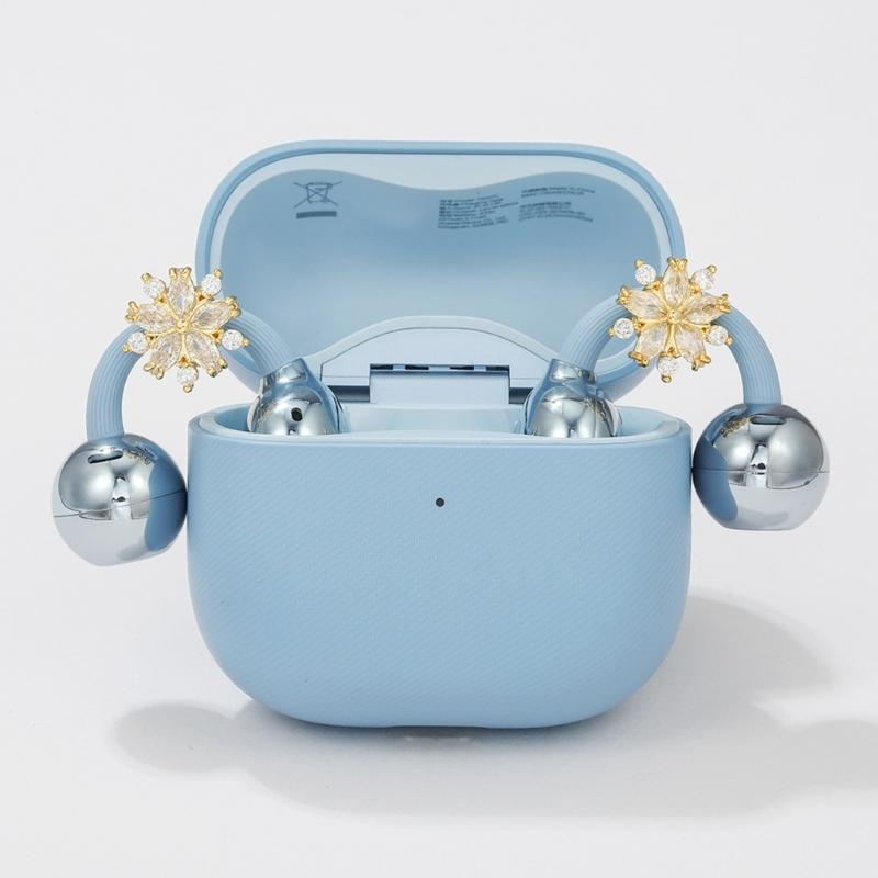 Flower Design Sparkling Zircons Headphone Buckles Clip On Ear Hook Accessory For FreeClip 1 2 Headphones Adornment