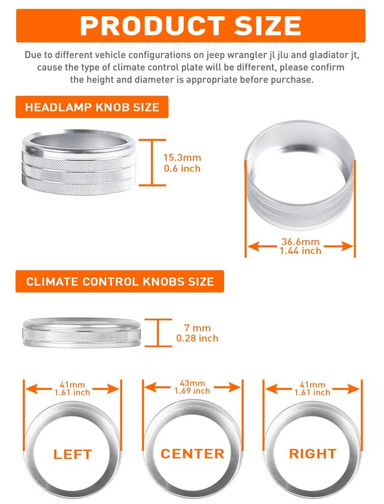 Savadicar Climate Control Panel Knob Trim Kit & Light Control