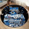 Blue Diamond Emblem Custom Name Round Area Rug Carpet Rug For Living Room Bedroom Sofa Playroom Decor Nonslip Floor Mat