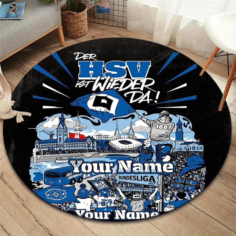 Blue Diamond Emblem Custom Name Round Area Rug Carpet Rug For Living Room Bedroom Sofa Playroom Decor Nonslip Floor Mat