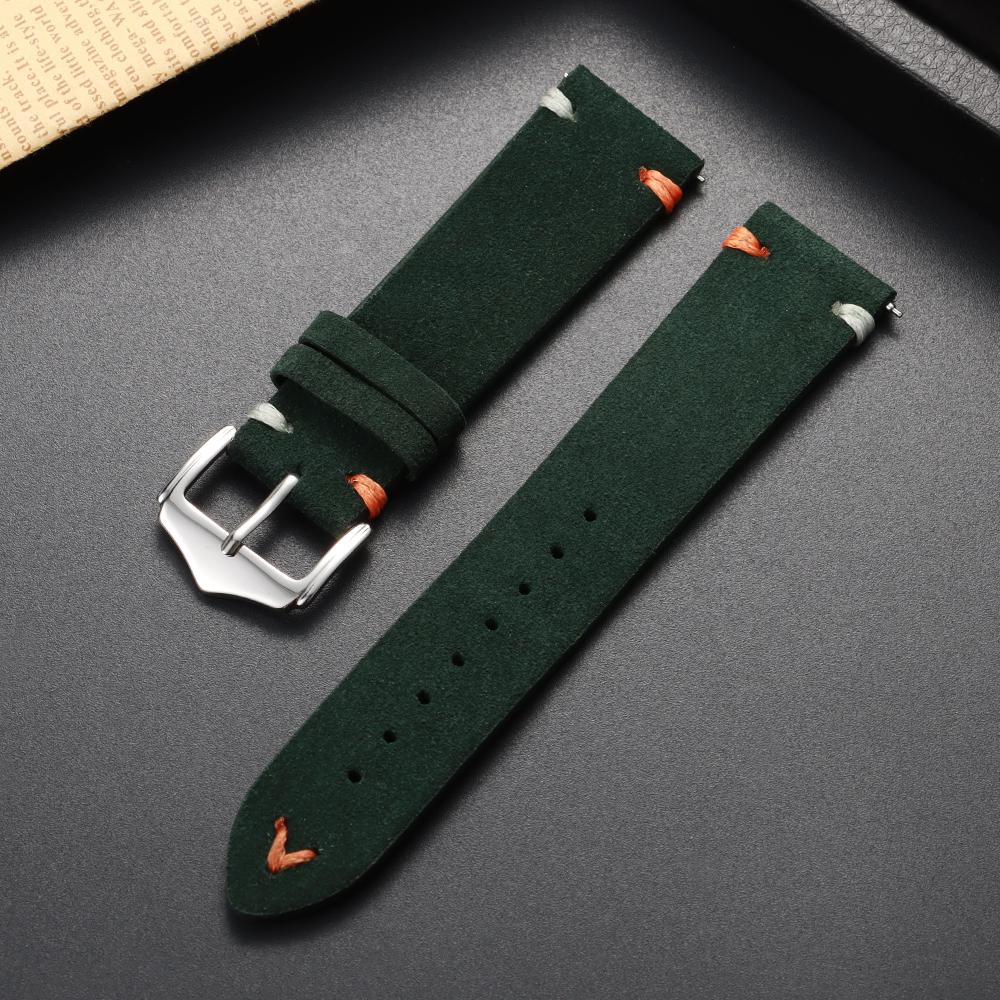 Calfskin Soft Suede Strap Watch Band 18mm 20mm 22mm Handmade Stitching Cowhide Strap for Omega for Seiko Smartwatch Wristband
