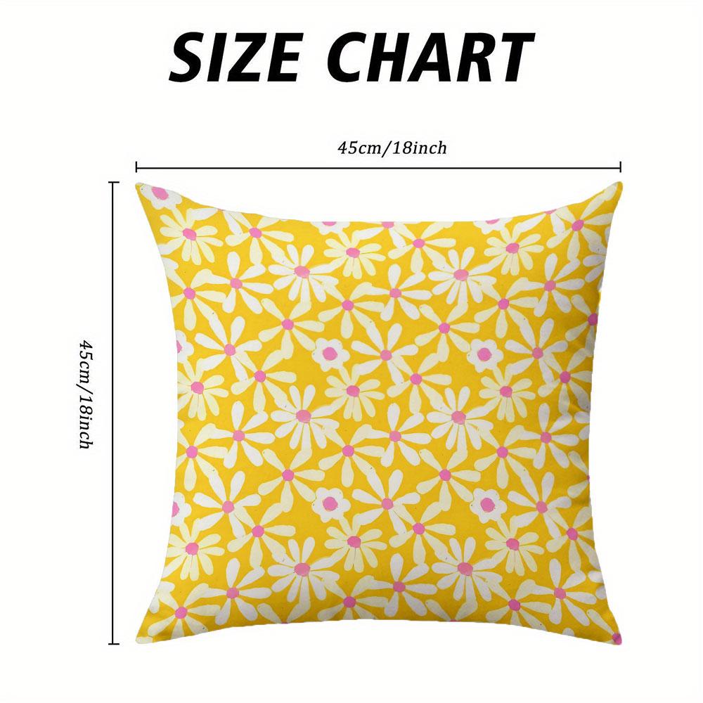 Sunny Daisy Square Jacquard Pillow Cover for Sofa Office Waist Cushion Cover Home Decorative Pillowcase