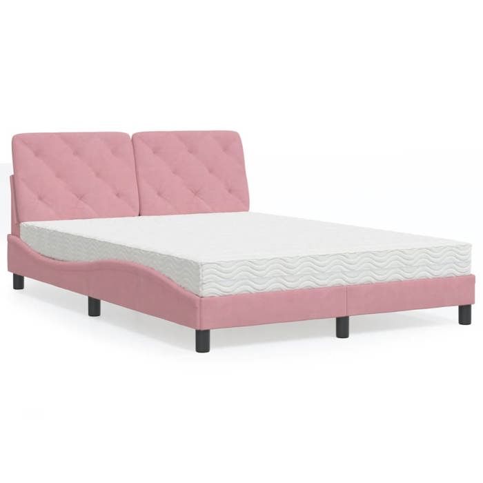 VidaXL Lit avec Matelas, Lit Rembourré avec Coussin de Tête de Lit, Lit Double, Lit Adulte de Chambre à Coucher Intérieur, 3208651