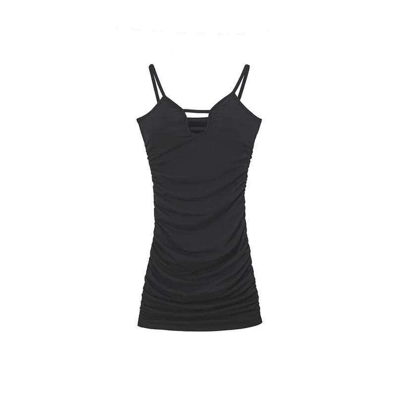 

Летнее сексуальное облегающее платье Y2K с полыми подвязками, облегающее бедра L чёрный