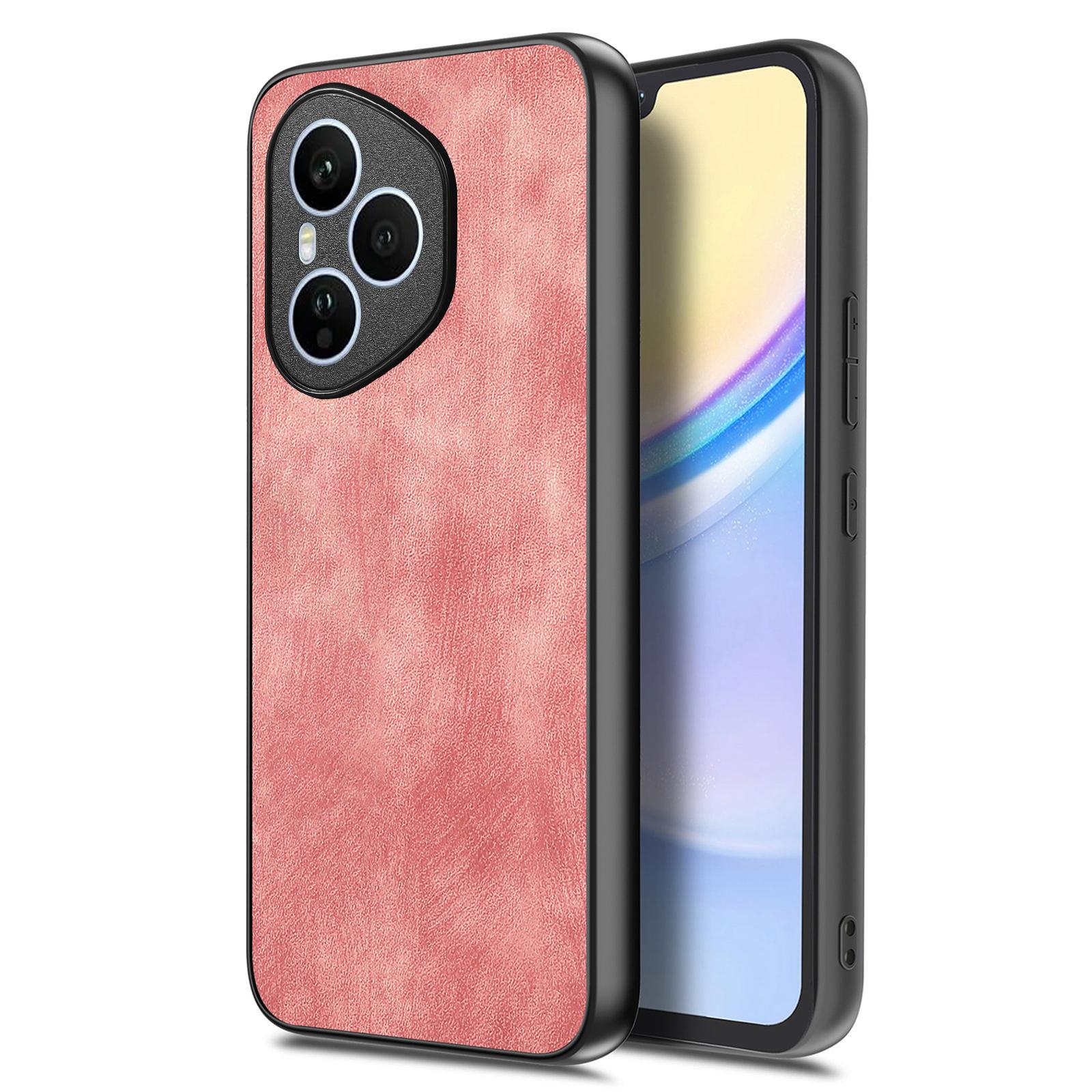 

For Honor 400 Pro 5G (Global) Case Shockproof Slim Retro Leather Phone Back Cover Pink