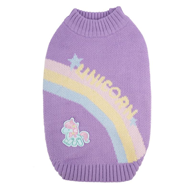 

Pet sweater autumn and winter warm puppy dog clothes rainbow knitted sweater teddy bear pet clothes S