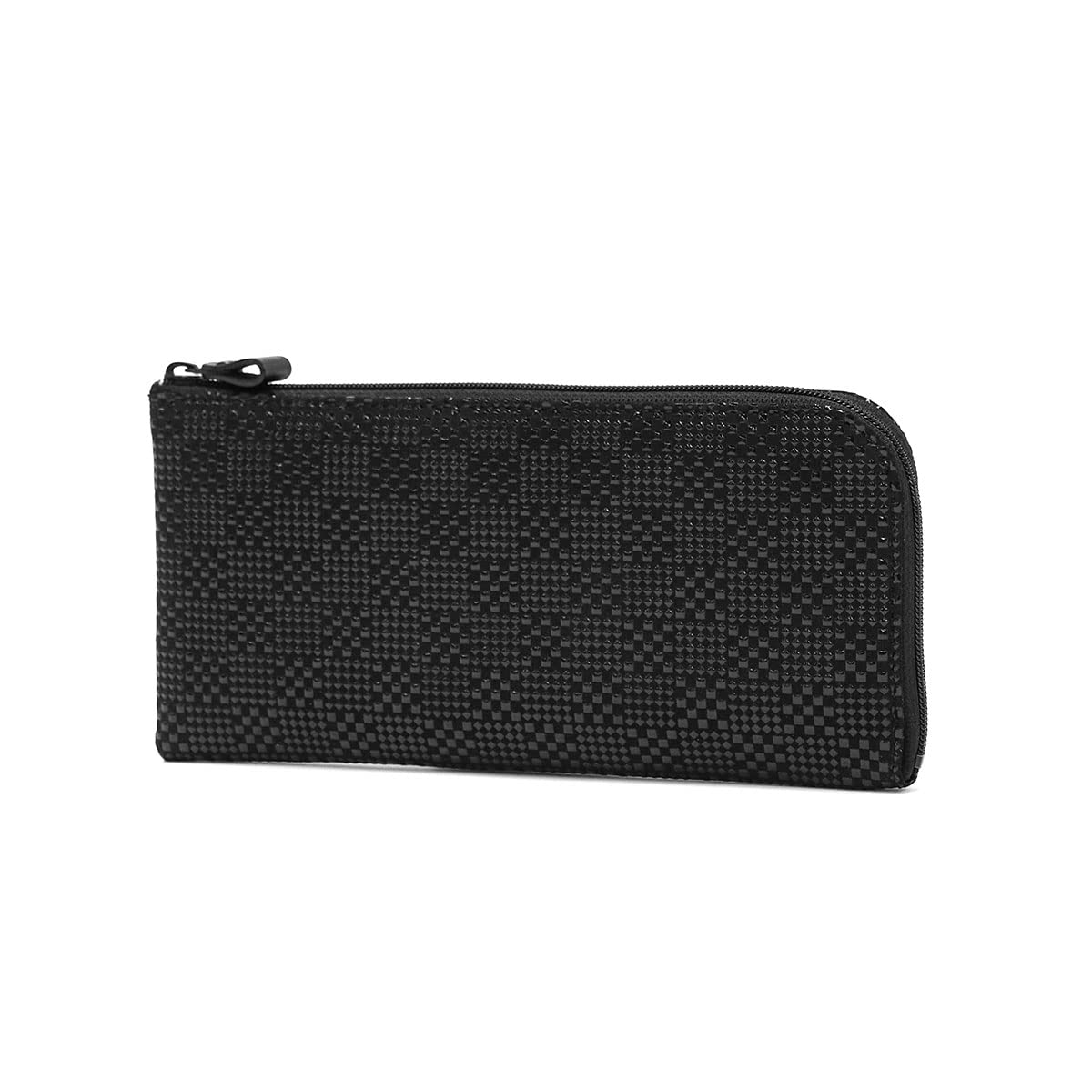 

Wallet A zipper long wallet 2315 Small checkered x Black [Inden-ya] [Inden-ya] L-shaped pattern/Black