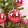 6/12pcs Mini Disco Ball Ornaments Reflective Glass Pink Baubles for Mardi Gras Disco Party Decor Sparkling Christmas Tree Gift