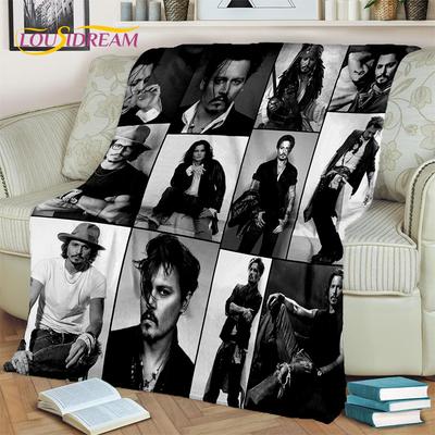 3D-Druck-Serie Johnny Depp Decke, Weiche Überwurfdecke für Zuhause Schlafzimmer Bett Sofa Picknick Reise Büro Ruheabdeckung Decke Kinder
