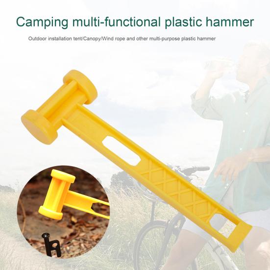 Camping Tent Stake Mallet Heavy Duty Tent Stakes Peg Mallet with Puller Hook Plastic Hammer for Backpacking Camping Hiking
