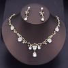 Baroque Tiaras Gold Color Red Crown Necklace Earring Sets Wedding Bridal Jewelry Set Prom Costume Accessories