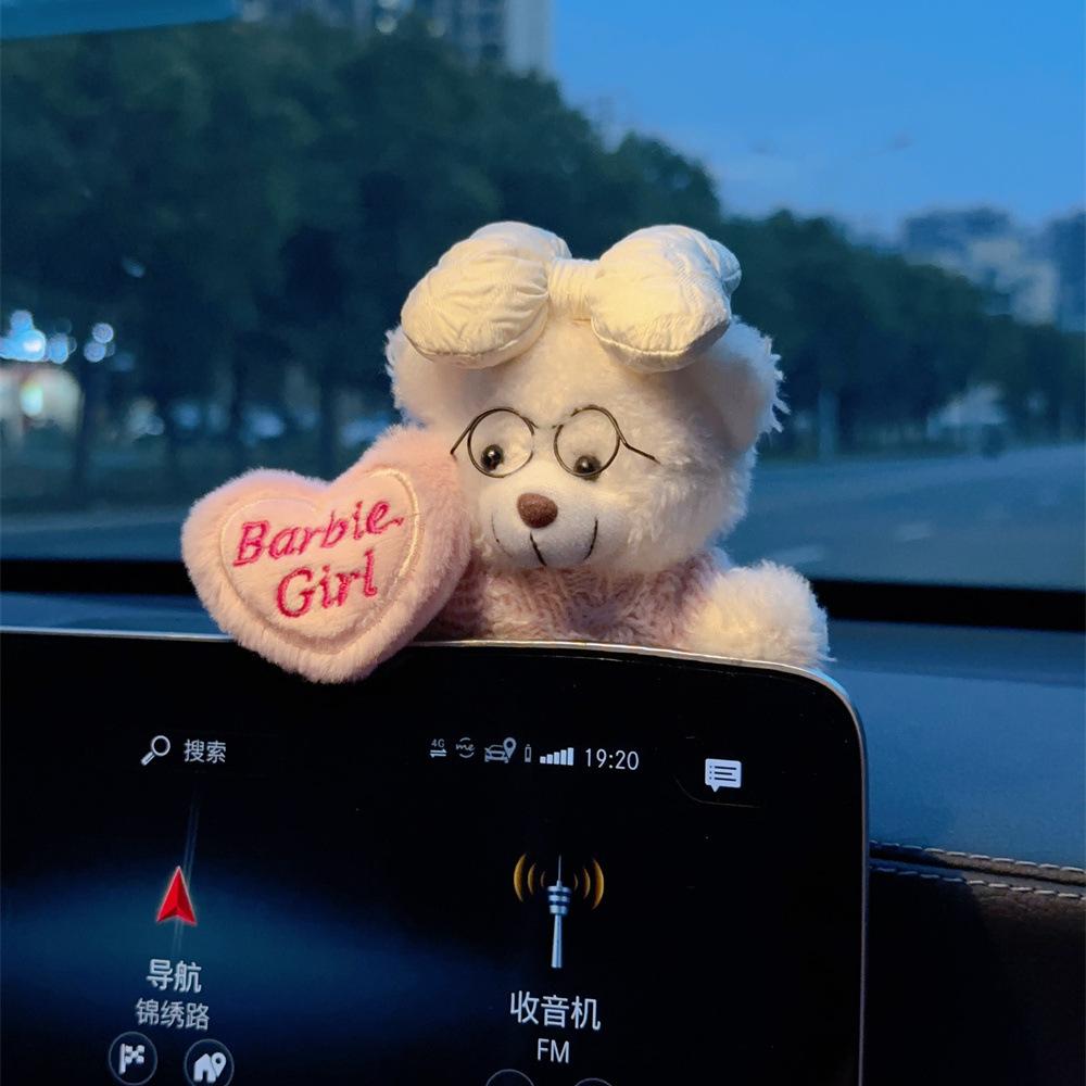 Car Interior Decor Accessories Plush Bear for Car Center Console Decoration cute Car Accessories for Auto Home Office Decor Gift