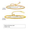 Layered Bracelet for Women, 2PCS Stainless Steel Adjustable Waterproof  PVD Gold Plated Trendy Summer Jewelry