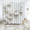 Elegant Bouquet Of Fantastic White Flowers 3D Style Shower Curtain Bathroom Curtain With Bath Rug Carpet Set Floral Home Decor