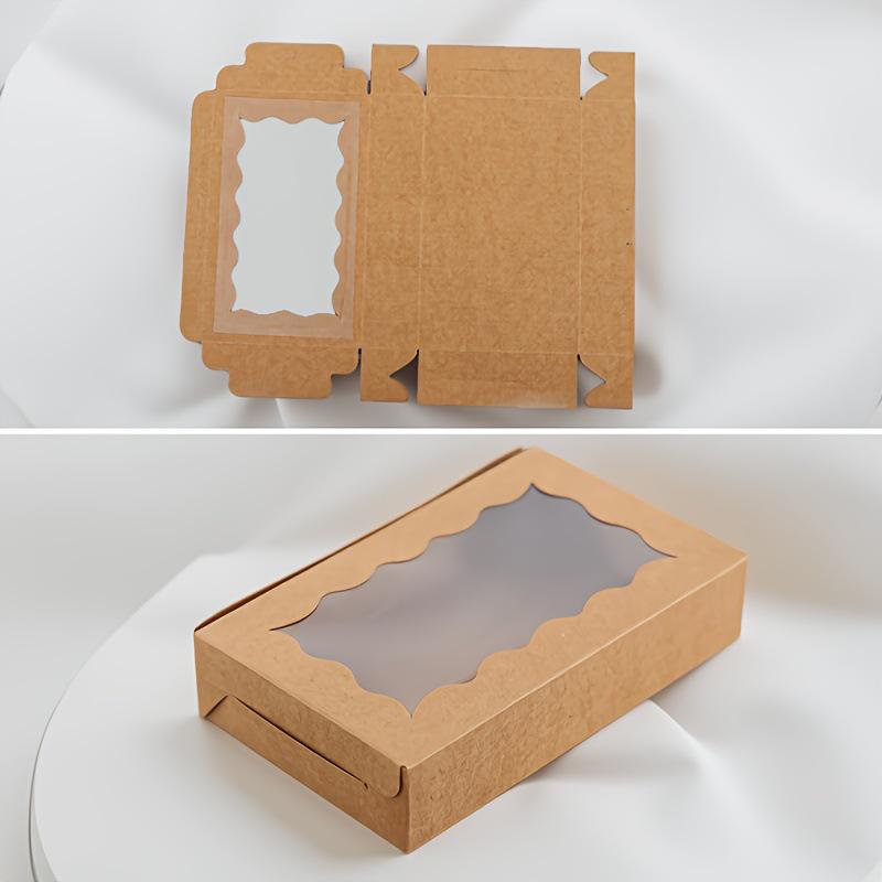 White Cardboard Kraft Paper Pastry Box with Window for Cakes and Desserts