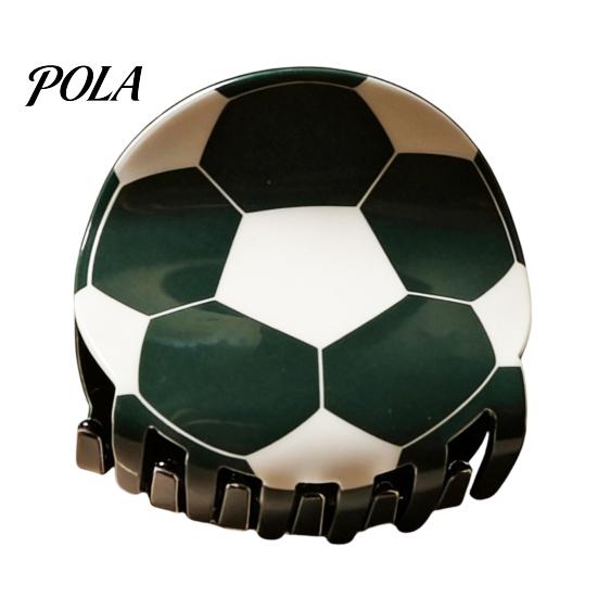 Football Hexagonal Pattern Hairpin for Girl, Themed Hair Clip, Large Curved Clip Medium Size Long Thick Curly Hair, Strong Elastic Grip Sports