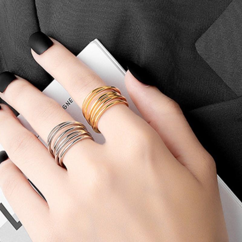 VENTFILLE 925 Sterling Silver Rings For Women Retro Simple Hollow Out Multilayer Wrap Intersection Open Jewelry Dropshipping