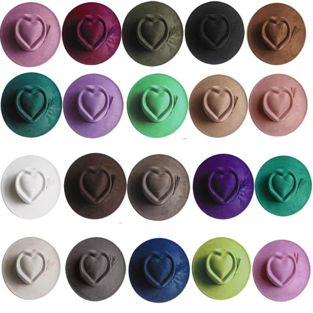 Heart Design Wide Brim Hat Wide Brim Panama Hat Classical Vegan Suede Hat