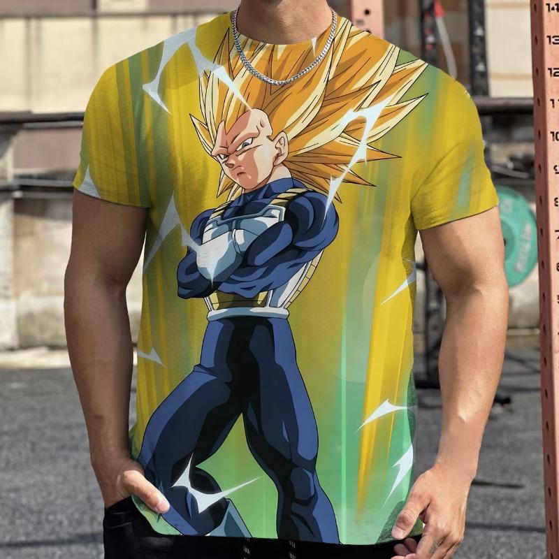 2026 Summer Dragon Ball Retro Fitness T-shirt Men's Oversized 3D Printed Short-sleeved Family Unisex Children's Sports Shirt