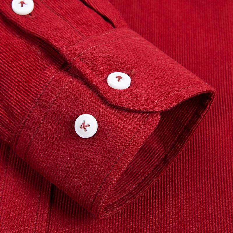 Herren Slim Fit Cordhemd - Einfarbig, Langarm, Große Größe, Lässig Business, Japanischer & Koreanischer Stil, Frühling/Herbst Trend