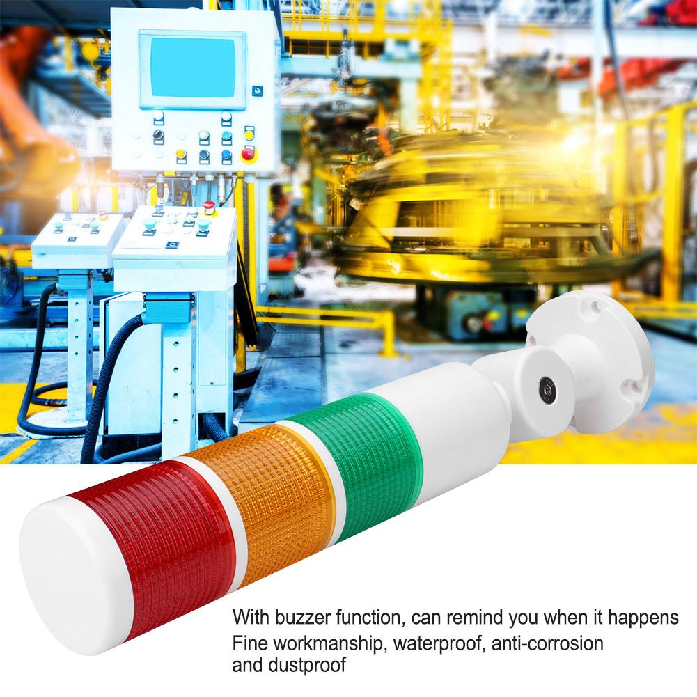 24V Alarm Caution Light 3 Colors with Buzz Sound CNC Machine Tool Industrial Warning Light