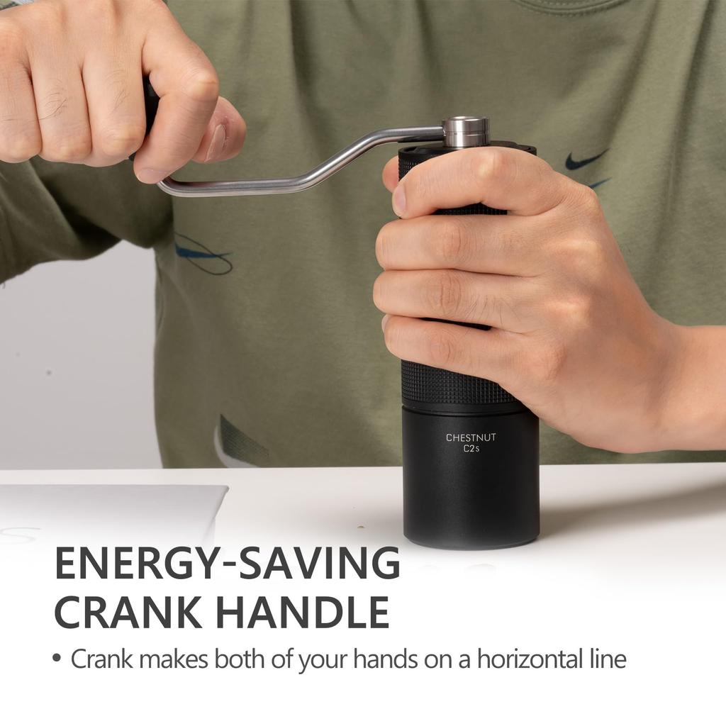 TIMEMORE C2S Manual Coffee 36 Levels of Coarseness Easy to Stainless Black Grinder, Adjustment, Lightweight, Portable, Clean, Steel, (Brush Included)