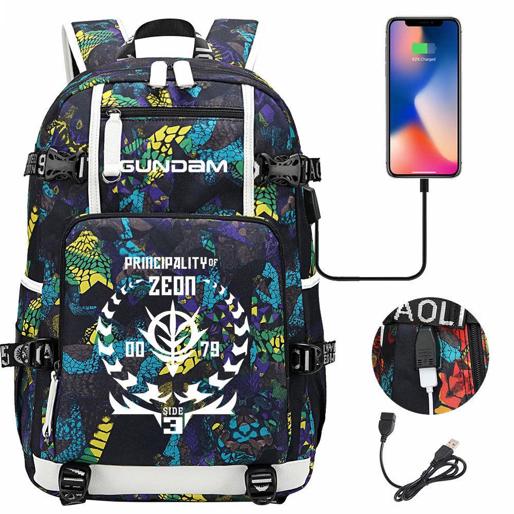 Nuovo Zaino Scolastico Stampato Mobile Suit Gundam per Studenti Adolescenti Uomo Donna Zaino da Viaggio Grande Capacità per il Tempo Libero