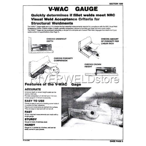 RIVERWELD V-WAC Fillet Weld Gauge, Inch Inspection Gauge