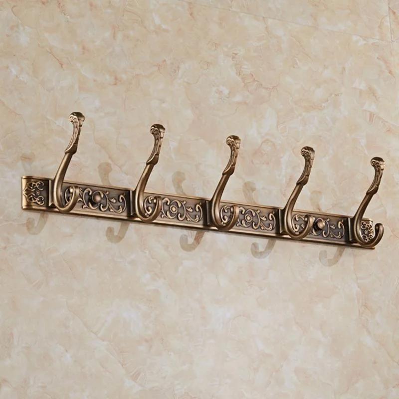 Brand New Antique Embossed Wall Mounted Coat Hooks 5 Row Coat Hook Door Back Bag Key Storage Rack Bathroom Towel Racks Wholesale