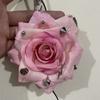 Exquisite Design Handmade Rose Keychain Rose Shape Imitation Flowers Pendant  Keychain Decoration