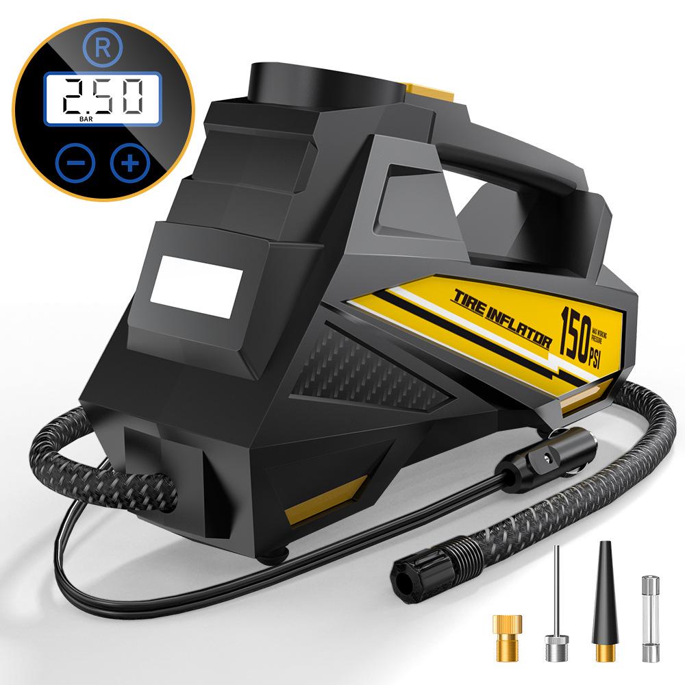 Portable High-Power Electric Car Tire Inflator & Multi-functional Air Pump Smart Digital Display чёрный/жёлтый