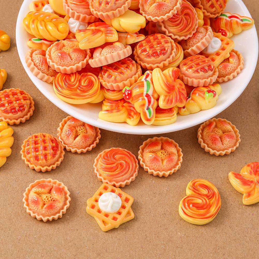15pcs Mix Cute Resin Doughnut Bread Flatback Cabochon Scrapbooking for Girls DIY Hairpin Headband Embellishments Birthday Gifts